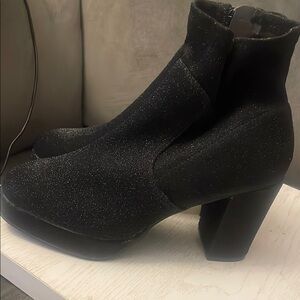 Black Glitter Ankle Boots